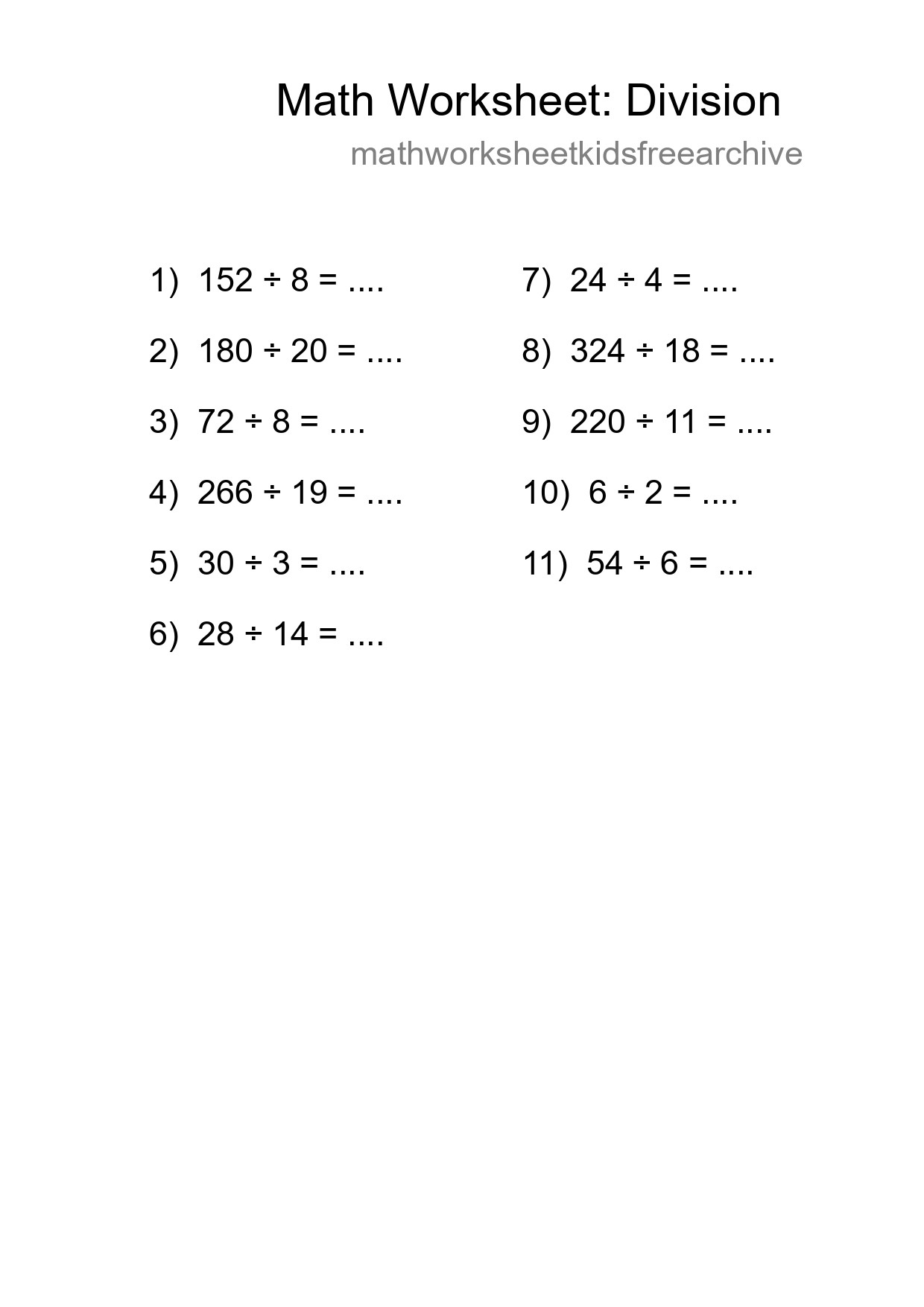 Free 11 Division Math Worksheet For Grade 2 - Part 125