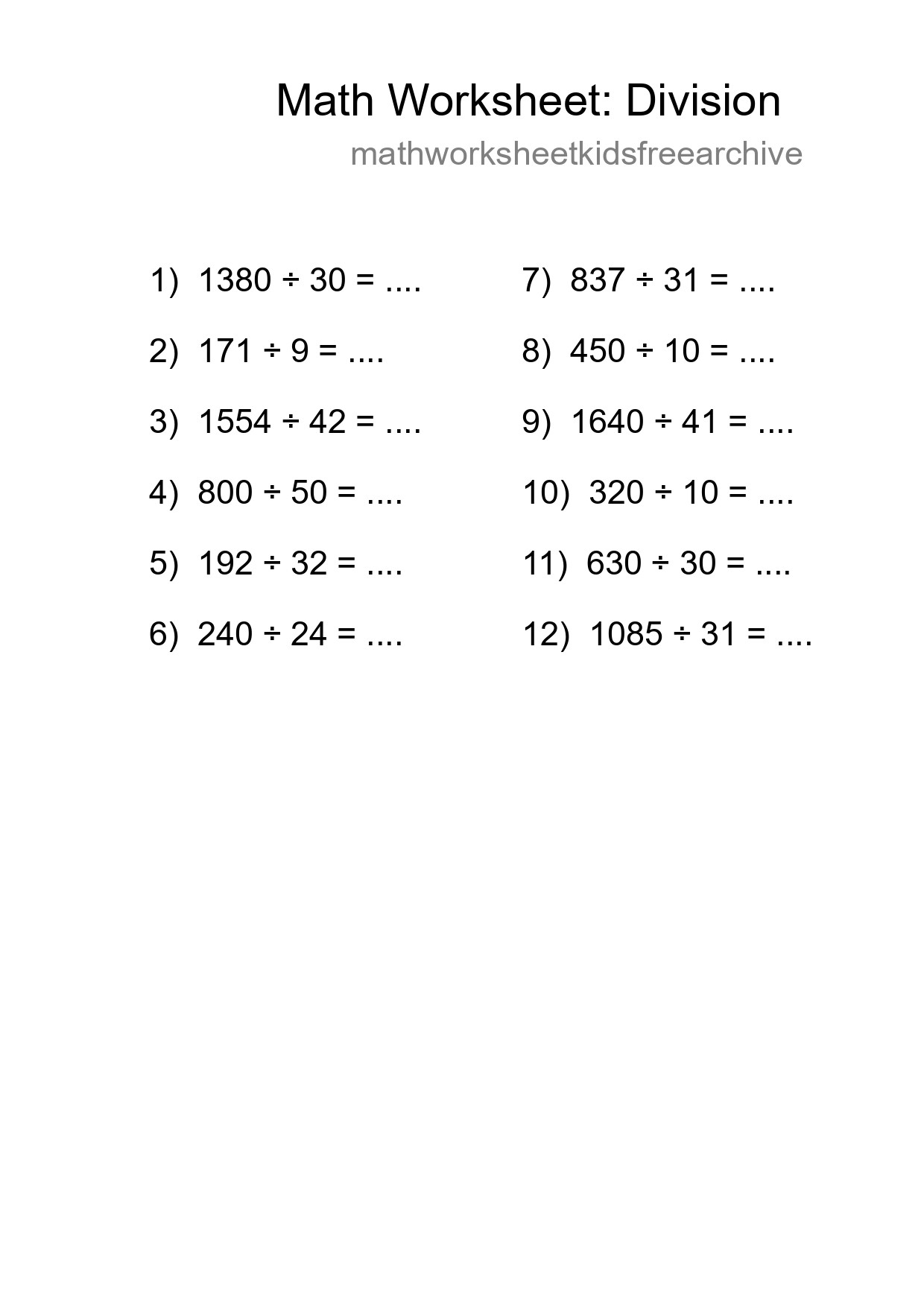 Free 12 Division Math Worksheet For Grade 2 With Answers - Part 224