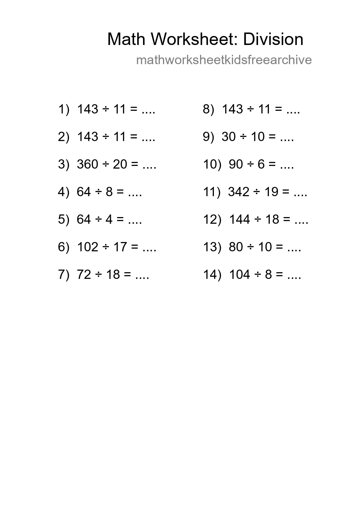 Free 14 Division Math Worksheet For Grade 2 - Part 136