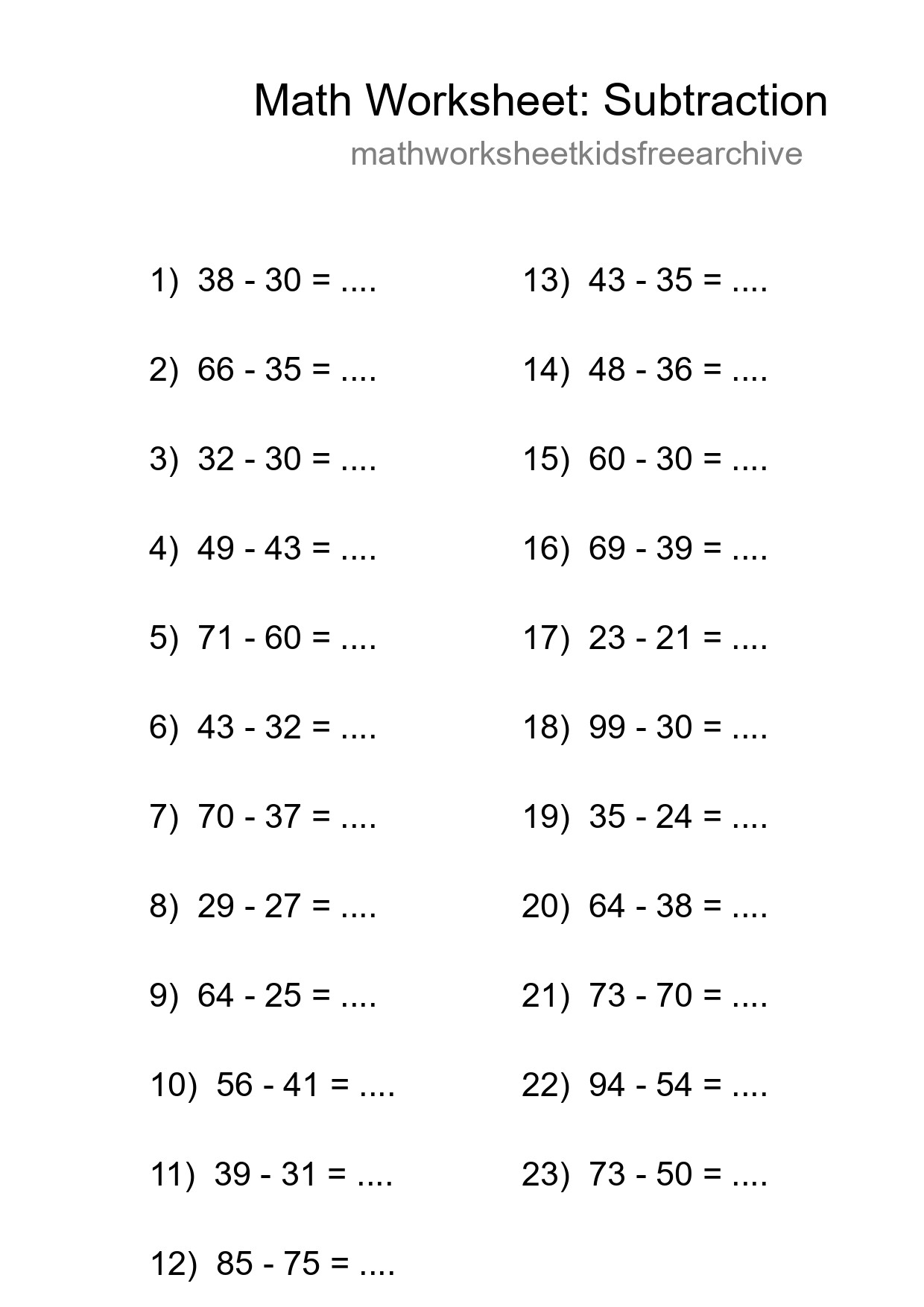 Free 23 Subtraction Math Worksheet For Grade 3 With Answers - Part 173