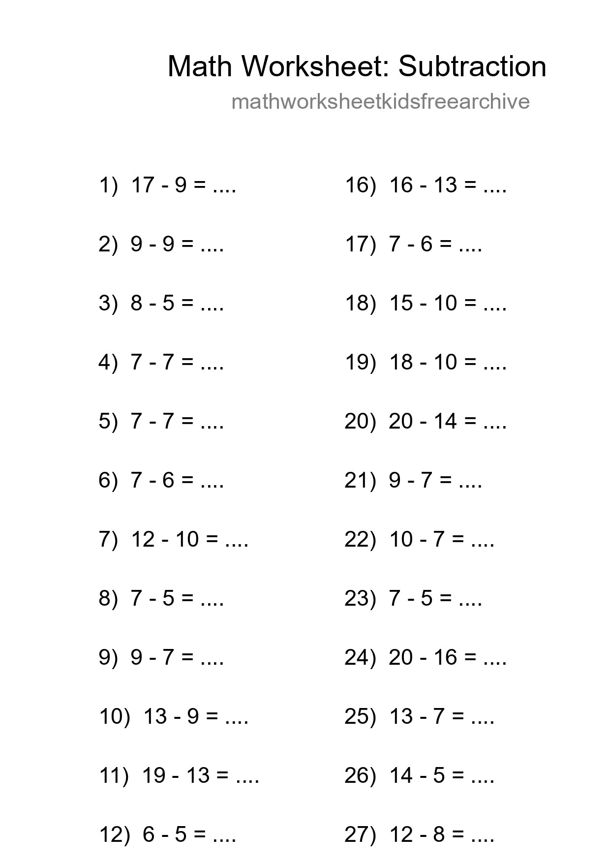 Free 30 Subtraction Math Worksheet For Grade 2 - Part 74