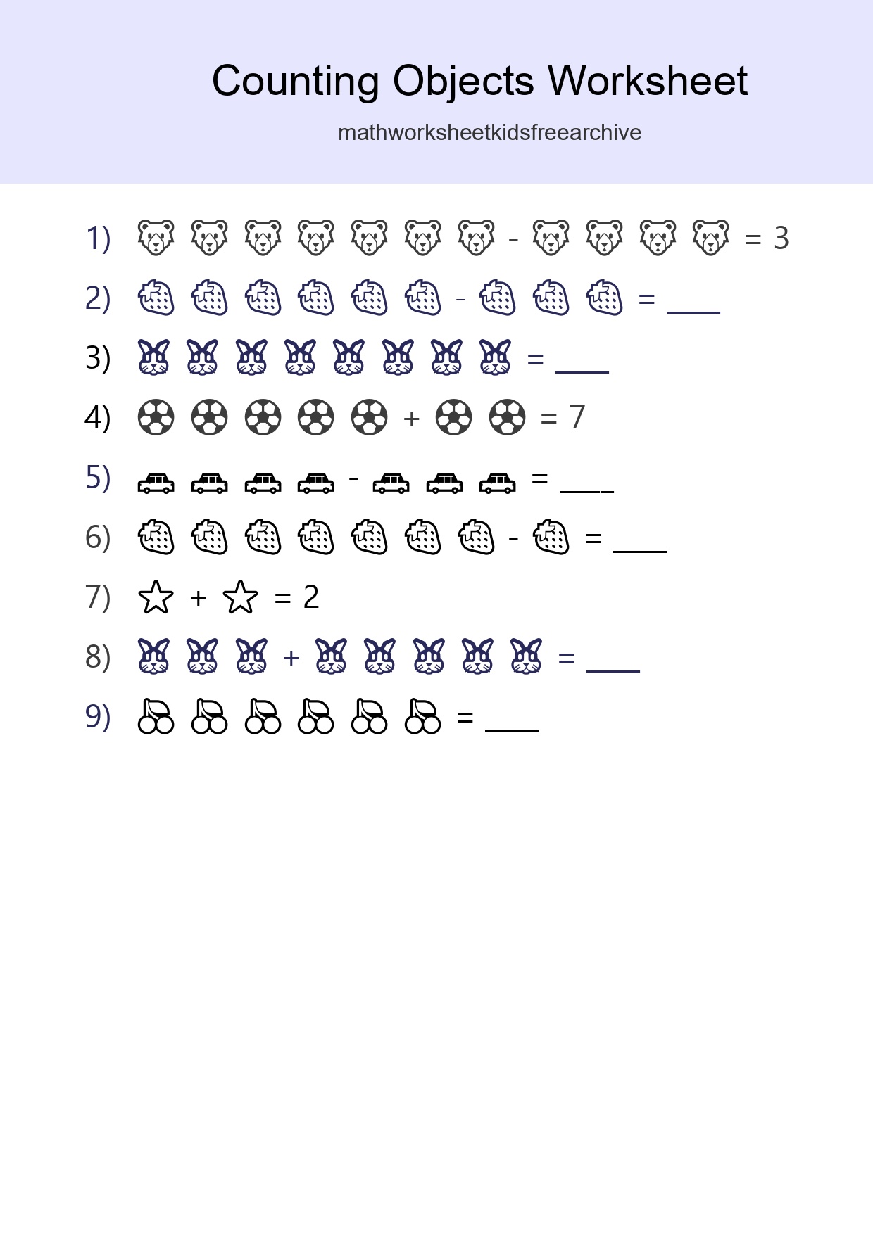 Free Counting Objects Worksheet For Kindergarten - Part 102