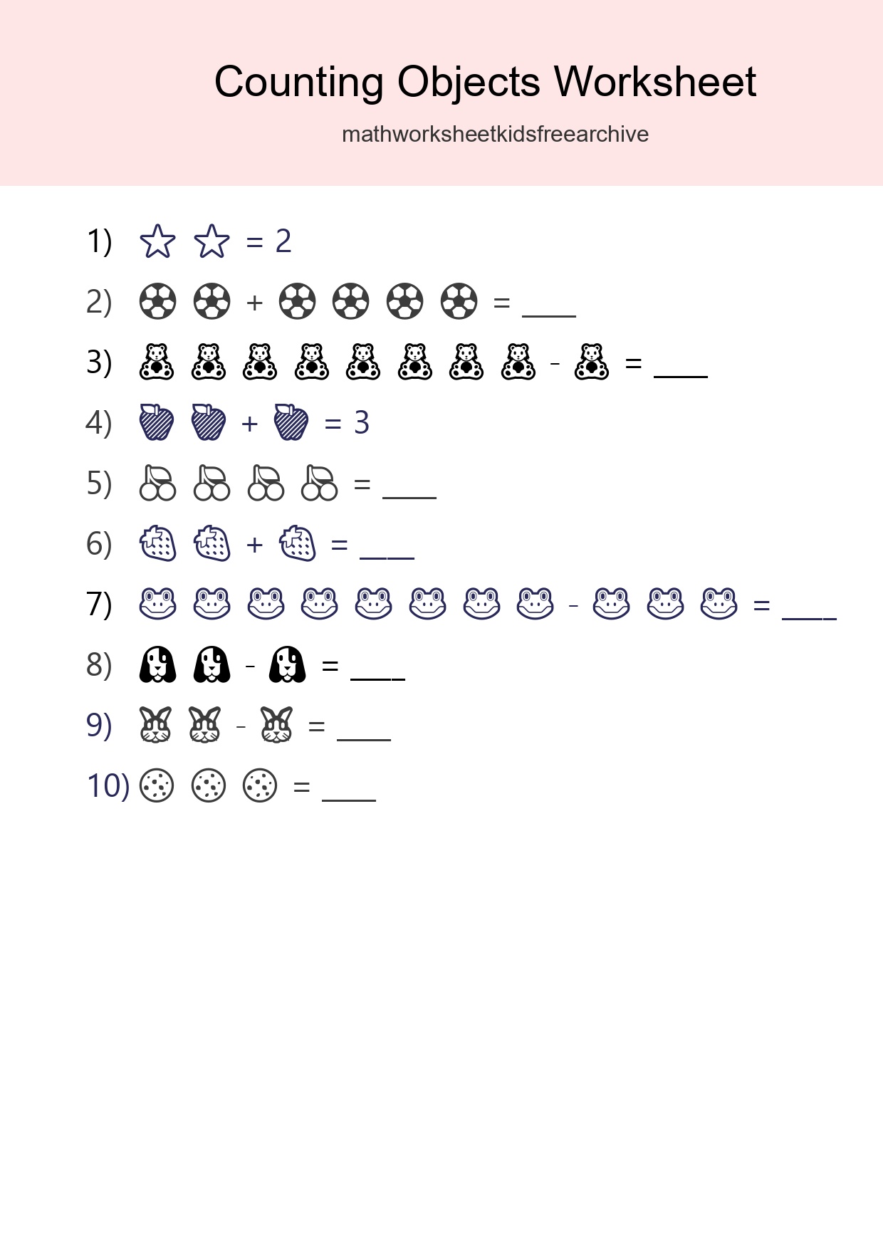 Free Counting Objects Worksheet For Kindergarten - Part 124