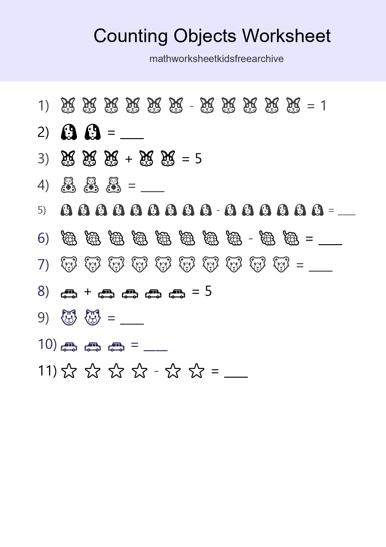 Free Counting Objects Worksheet For Kindergarten - Part 212