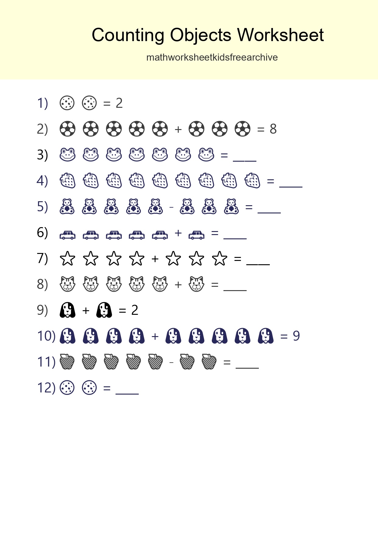Free Counting Objects Worksheet For Kindergarten - Part 245