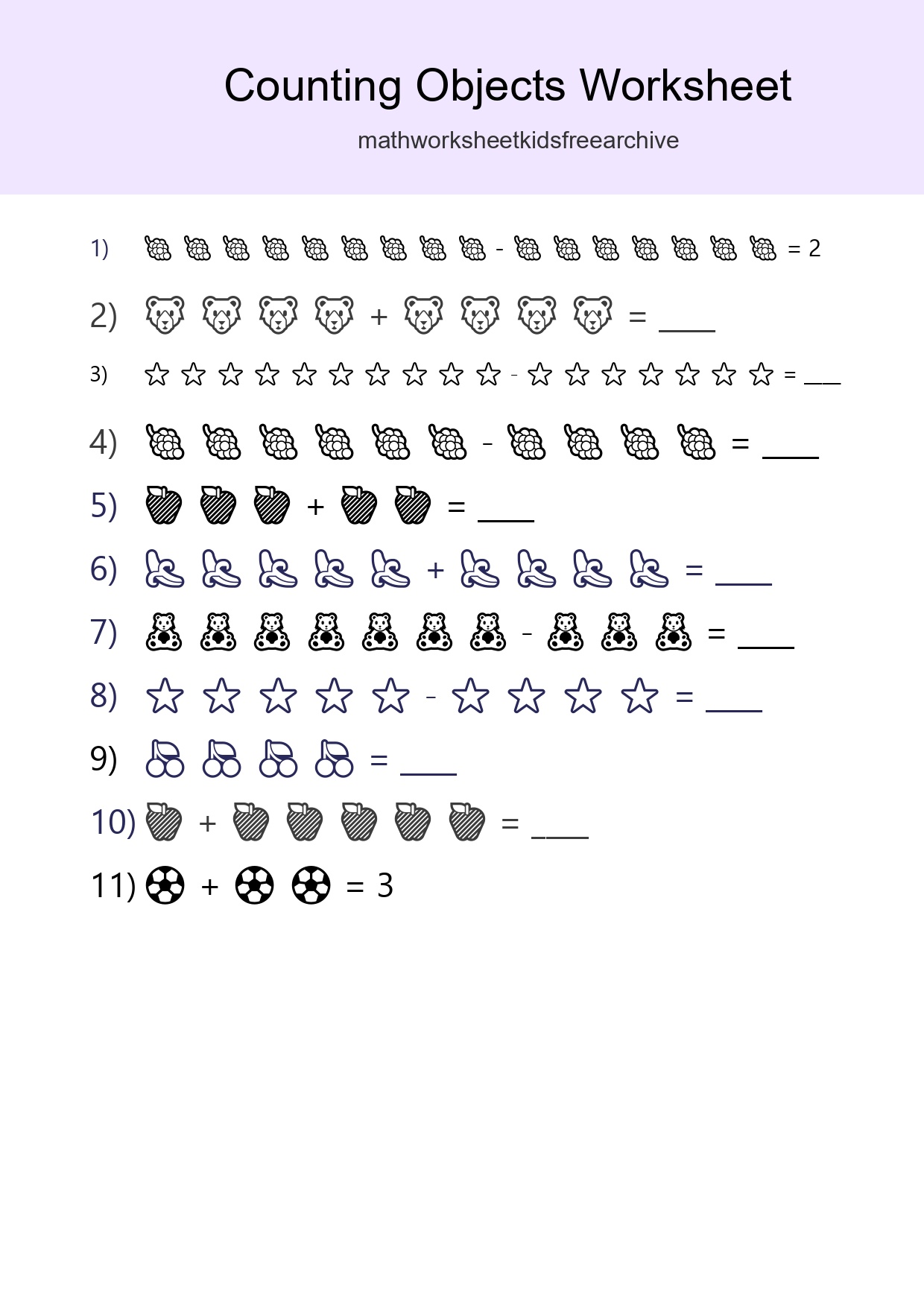Free Counting Objects Worksheet For Kindergarten - Part 47