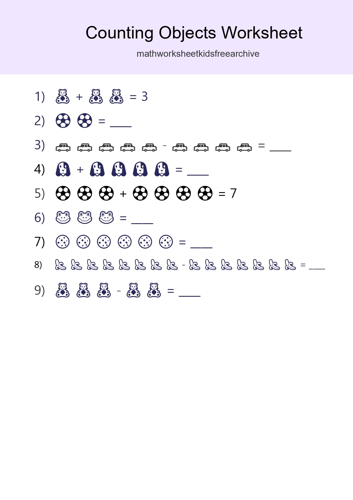 Free Counting Objects Worksheet For Kindergarten Printable - Part 146