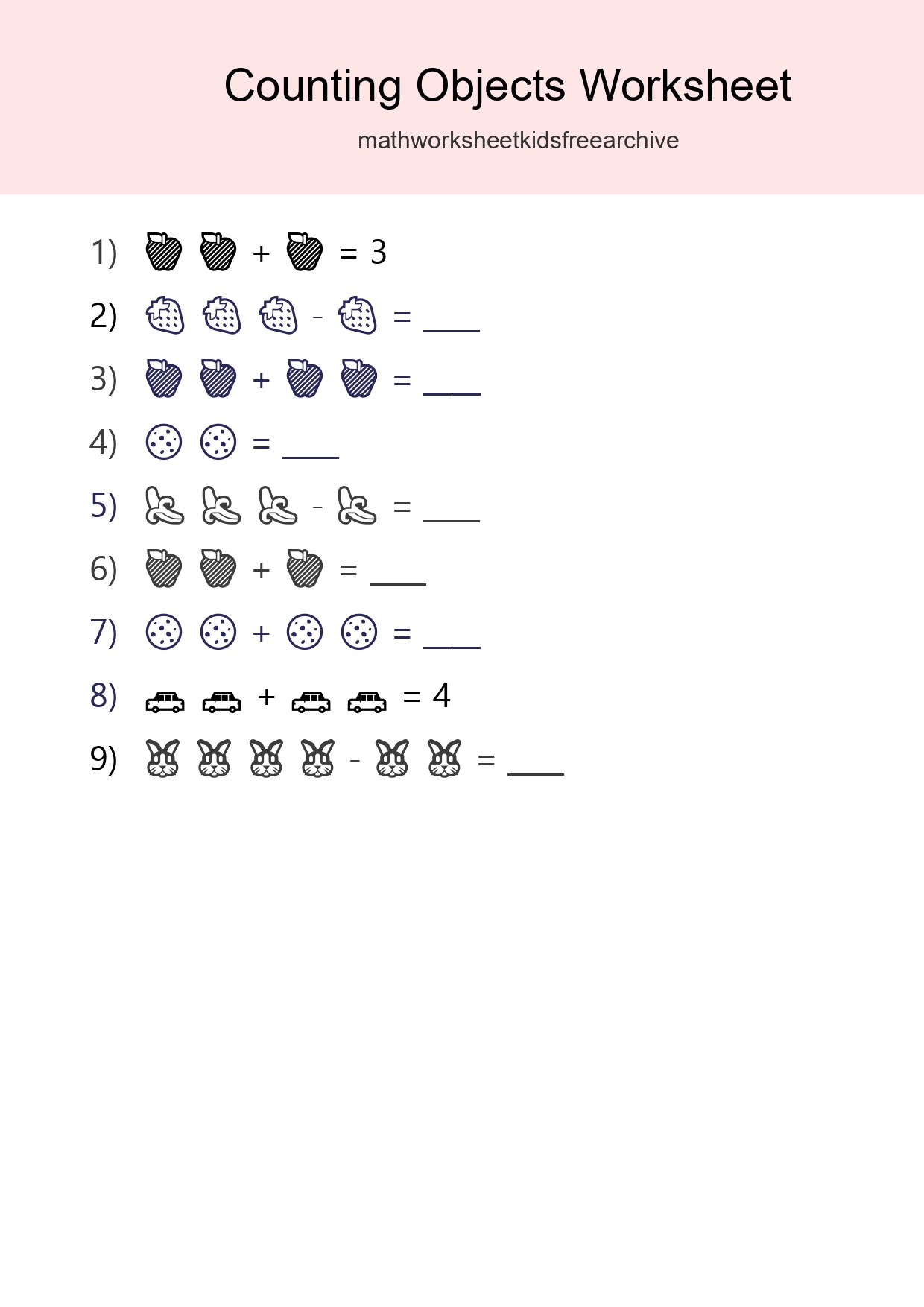 Free Counting Objects Worksheet For Pre-K Printable - Part 36