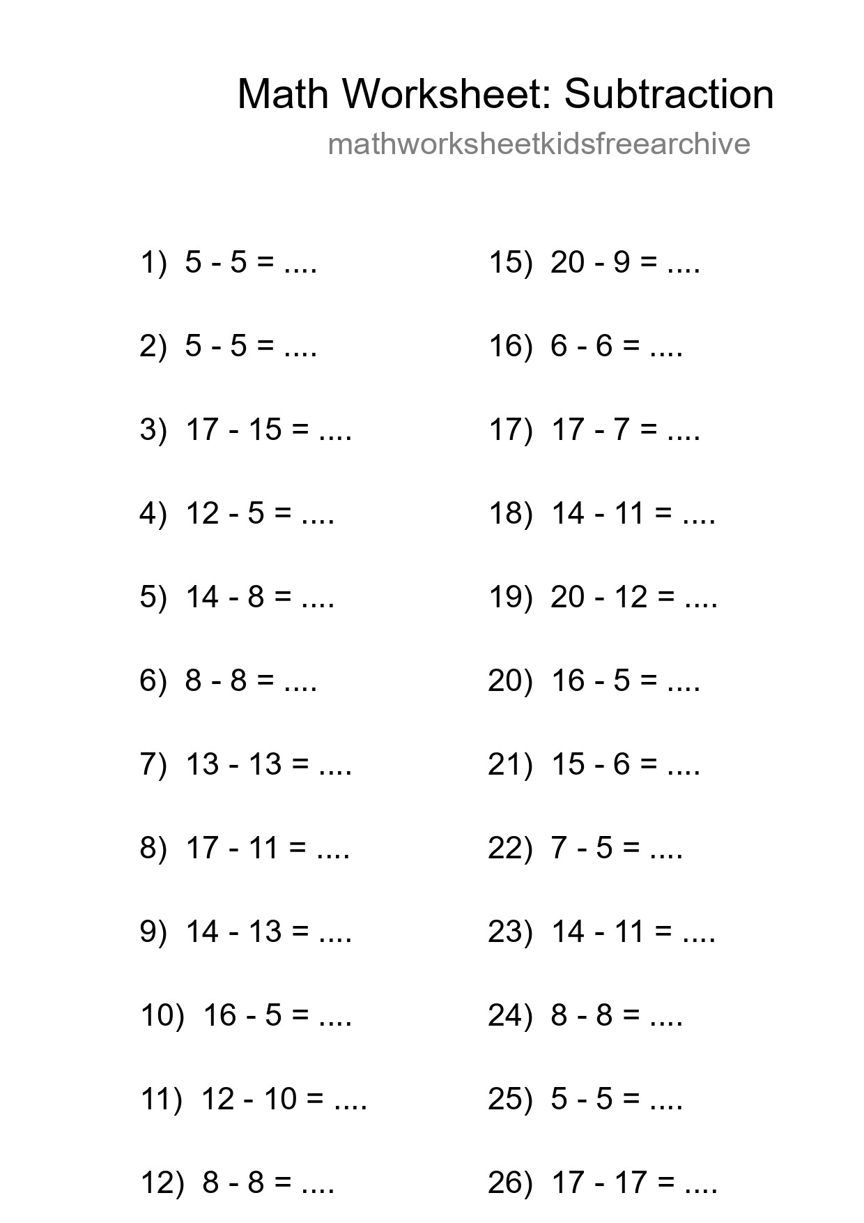 Grade 2 Subtraction Practice Worksheet (27 Problems) - Part 162