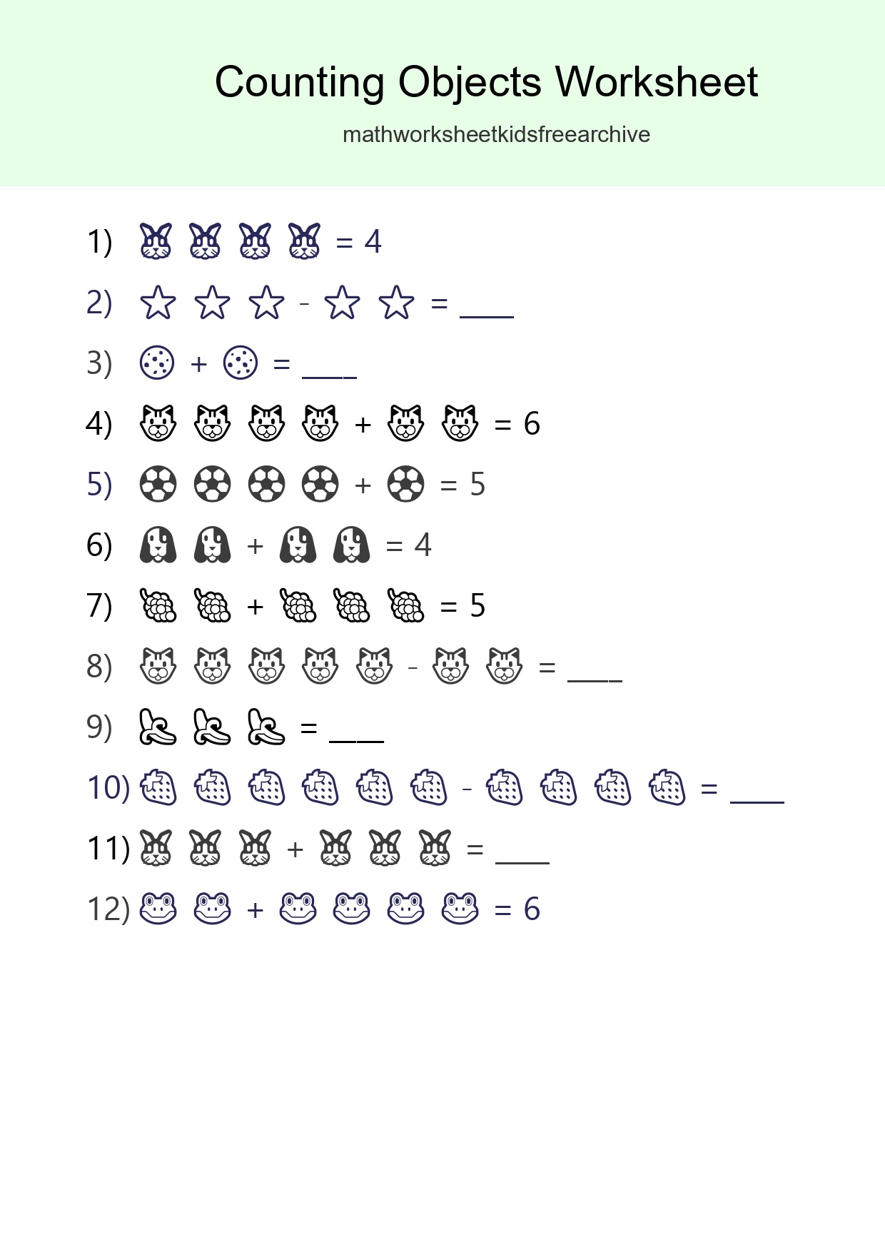 Kindergarten Count The Objects Worksheet - Part 179