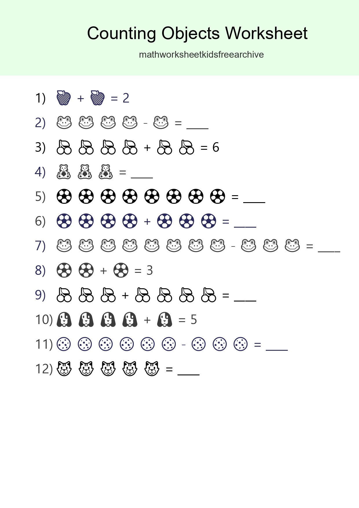 Kindergarten Count The Objects Worksheet - Part 190