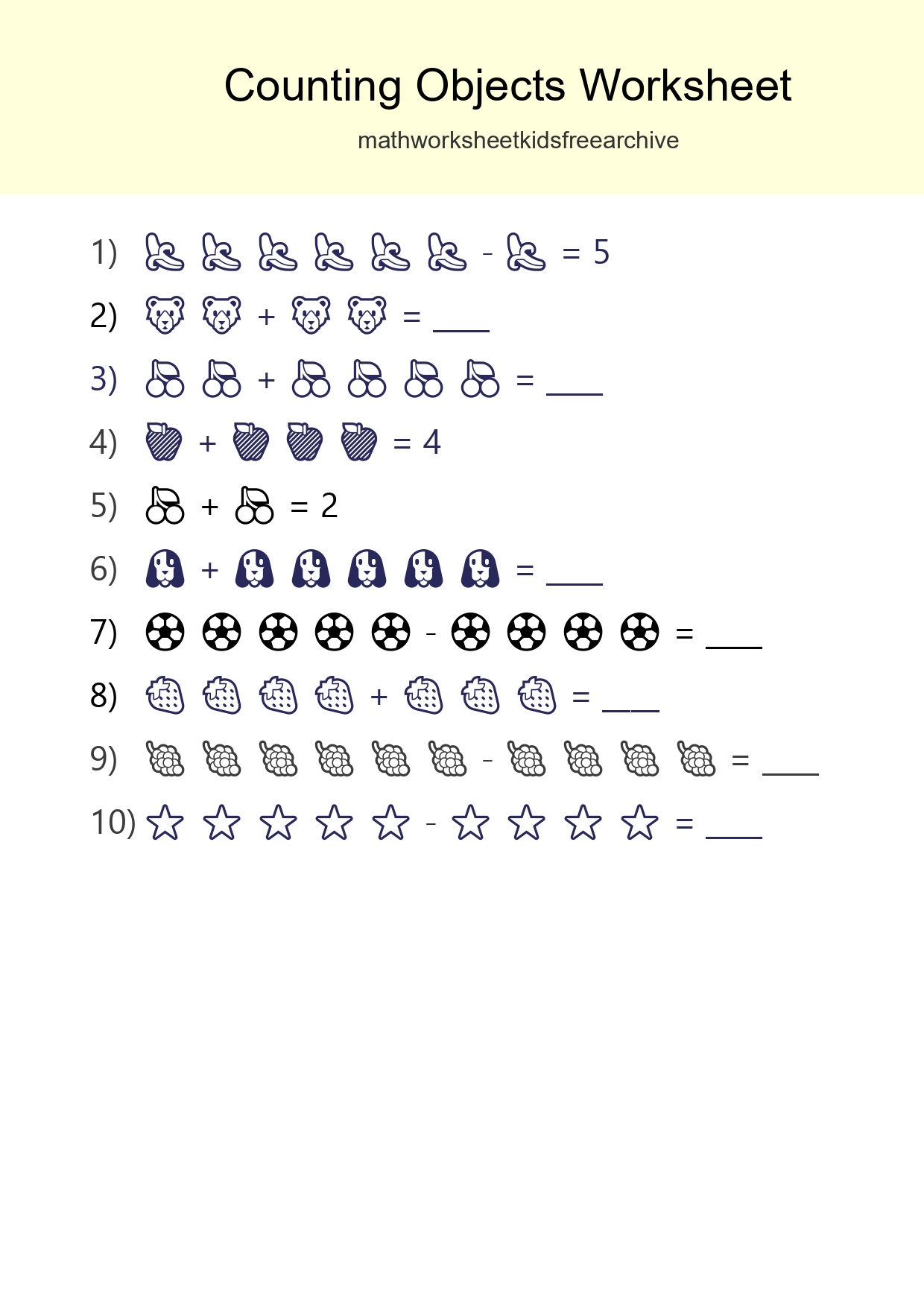Learn Counting With Pictures Worksheet (Kindergarten) - Part 3
